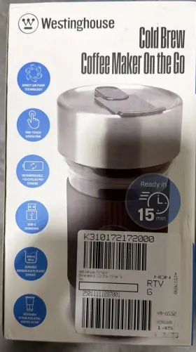 Wkcmgo101rd Westinghouse Cold Brew Coffee Maker On The Go. Color Red