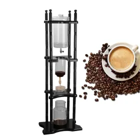 Wusililu 757582891815 2500ml Household Ice Drip Coffee Maker Pine Wood Handmade Glass Cold Brew Ma