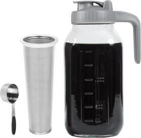 Xylanor 726084730434 Cold Brew Coffee Maker Pitcher 64 Oz Heavy Duty Glass Wide Mouth Mason Jar Pour