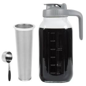 Xylanor 759041157562 Cold Brew Coffee Maker Pitcher 64 Oz Heavy Duty Glass Wide Mouth Mason Jar P