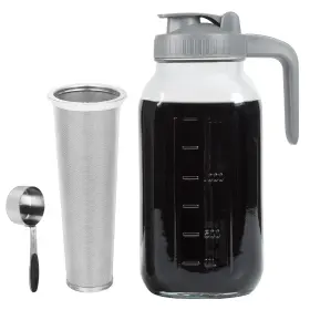 Xylanor 759041157562 Cold Brew Coffee Maker Pitcher 64 Oz Heavy Duty Glass Wide Mouth Mason Jar P