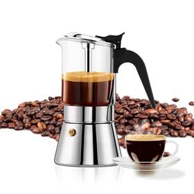 Yolife Mkh01-2 Premium Crystal Glass Top And Stainless Steel Induction Moka Pot 6 Cup 240ml/