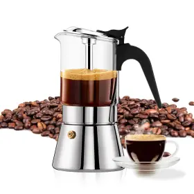Mkh01-3 Yolife Premium Crystal Glass Top And Stainless Steel Induction Moka Pot 9 Cup 360ml/
