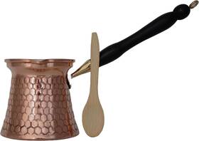You Deserve Better 744110267594 Ydb Copper-kcp Series-large 15.2floz -turkish Greek Arabic Coffee Pot With Wood