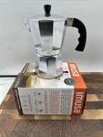 Imusa 6-CUP Aluminum Moka Pot Coffee Italian Espresso Maker New Open Box. Price: $13.99.