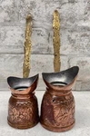 Vintage And Brass Turkish Coffee Pot Greek Arabic Engraved Copperbull Set Used. Price: $29.99.