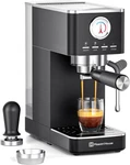 Sleek 20 Bar Espresso Machine With Steam Frother - Black Stainless Steel. Price: $233.99.
