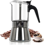 Stovetop Espresso Maker, 6CUP 240ML Classic Moka Pot, Crystal Glass-top & Stainl New. Price: $47.15.
