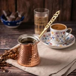 Turkish Copper Coffee Cezve Pot Hammered In Turkey Brass HANDLE,8.5OZ Turka New. Price: $50.00.