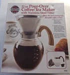 New Norpro 5588 Pour Over Coffee Maker Clear Borosilicate Glass Stainless Filter. Price: $48.99.