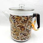 New Vintage 1970'S Fancipans By Columbian Brown Paisley Design Coffee Pot. Price: $99.95.