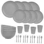 Liyh Kitchen Plates And Bowls Set, Wheat 28PCS(4 Guests) Light Gray New. Price: $35.04.