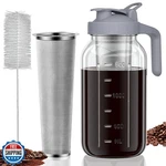 Junvpic Cold Brew Coffee Maker Jar - 64OZ Thick Glass Multipurpose Mason Pitc New. Price: $34.99.