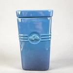 Creuset Marseille Blue Stoneware Coffee Jar Canister 9IN Sticker Read Used. Price: $50.00.