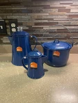 Brand New Gsi Lapis Blue Enamelware Two Cowboy Coffee Pots, Cooking With Lid. Price: $39.99.