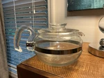 Vintage Pyrex Clear Glass 6 Cup Teapot With Metal Ring Used. Price: $32.90.