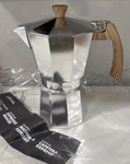 Primula Aluminum Stove Top Expresso Maker / Wooden Handle Nwob B2 Open. Price: $25.00.