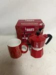 Bialetti Moka Express 3-CUP Red With Mug (limited Edtion) Used. Price: $39.99.