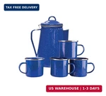 Stansport Enamel Percolator Coffee Pot & 4 Mug Set (11230),BLUE New. Price: $61.48.