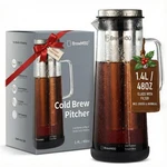 Brewmoo- Airtight Cold Coffee Maker Pitcher, 1.4L / 48OZ, Black New. Price: $54.70.