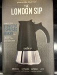 3-CUP, Matte Black London Sip Stovetop Espresso Maker New. Price: $18.00.