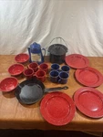 Stansport Enamel Percolator Coffee Pot 8 Cup - Blue Three Bowls And Four Plates New. Price: $56.00.