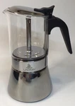 Stovetop Espresso Maker By Laoion ,6CUP 260ML Moka Pot, Crystal Glass-top Silver Open. Price: $49.00.