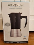 Grosche Milano Steel Moka Pot, 10 Espresso Cups, Stovetop Maker Open. Price: $69.99.