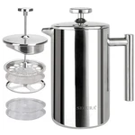 Secura French Press Coffee Maker, 304 Grade Stainless Steel 17 Oz, Silver New. Price: $47.57.