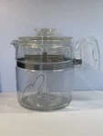 Pyrex Flameware #7759 Cup Percolator Scratched, 2 Chips Stem,no Basket Cvr Used. Price: $120.00.