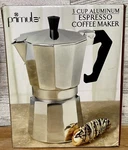 Primula Aluminum 3-CUP Stovetop Espresso Maker For Italian & Cuban Coffee Silver Open. Price: $15.99.