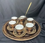 Turkish Coffee Set, Handmade Copper Espresso Cup, 6 Used. Price: $120.00.
