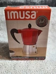 Imusa Aluminum Stovetop Espresso Maker Red Silver 3 Cup Cool-touch Handle Spout New. Price: $13.00.