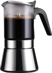 Induction Moka Pot, Crystal Glass-top & Stainless Steel Stovetop Espresso Maker, New. Price: $50.99.