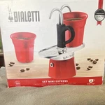 Bialetti Mini Express Stovetop Espresso Maker 90 Ml 2-CUP W/ Cups Red/black New. Price: $50.00.