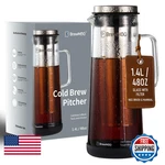 Brewmoo- Airtight Cold Coffee Maker Pitcher 1.4L/48OZ Thick Glass Carafe New. Price: $59.62.
