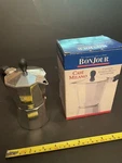 Bonjour Cafe Milano Stovetop Espresso Maker 3 Cups, Never Used, Open Box!. Price: $7.00.