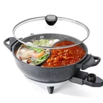 Senschef Twin Electric Hot Pot With Divider Evenheat Cast Aluminum Non-stick New. Price: $91.94.