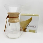 Chemex Classic Wood Collar 8-CUP Pour Over Glass Coffee Maker + Filters Clear Used. Price: $49.95.