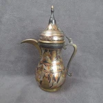 Vintage Egyptian Brass And Copper Coffee Pot With Ancient Figures Used. Price: $29.99.
