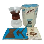 Vintage 1970S Chemex Coffee Maker 2-7 Cups CM-207 W Box & Manual Plastic Handle Used. Price: $55.00.