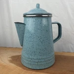 Enamelware Paula Dean Turquiose Aqua Speckled Coffee Pot Used. Price: $24.99.