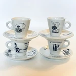 Set Of 4 Bialetti Porcellana Moka Express Espresso Cups & Saucers Italy 2.5 Oz Used. Price: $48.00.