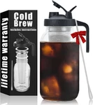Cold Brew Mason Coffee Maker - 64OZ Iced Pitcher With Stainless Steel Mix New. Price: $38.73.