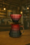 Gradient Glass Coffee Pour Over Set - Red & Black Elegant Fluted Design New. Price: $24.99.