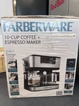 Farberware 10-CUP Coffee + Espresso Maker 2-IN-1 Touch Screen Latte New. Price: $85.00.