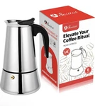 Suiitat Moka Pot, (15.9 Oz) Stovetop Espresso Maker, Cups, Silver Open. Price: $25.99.