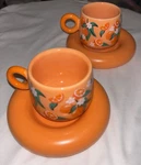 Bialetti Espresso Set Fruit Vibes Collection 2 Saucers Vibrant Orange Used. Price: $60.00.