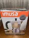 Imusa Aluminum Stovetop 6-CUP Espresso Maker Open. Price: $14.95.
