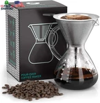 Coffee Gator Pour Over Maker - 27OZ High Heat Borosilicate Glass With Reu New. Price: $40.22.